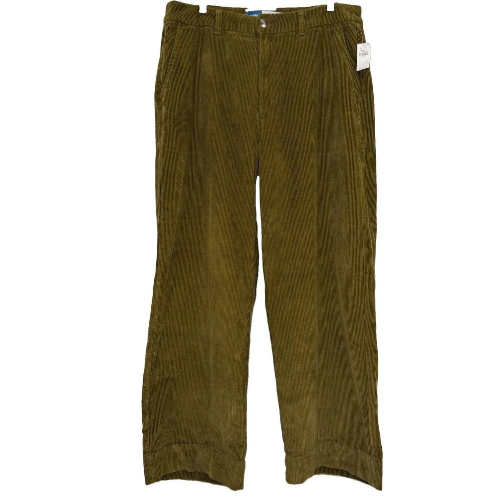 Old Navy High Waisted Wide Leg Corduroy Pants Satin Moss Green Size 14 NWT